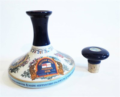Lot 284 - Pussers British Navy Rum, ceramic ships style decanter with transfer decoration, complete with...