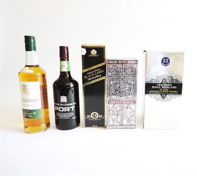 Lot 328 - Teachers Royal Highland De Luxe 12 Year Old, 1 litre, Chivas Regal 12 Year Old, Johnnie Walker...