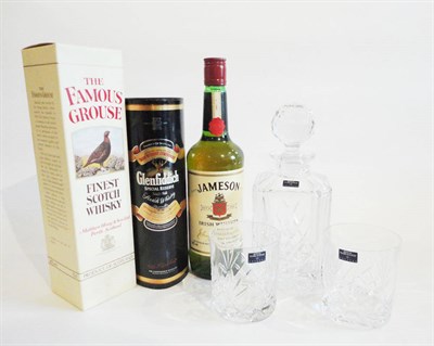 Lot 366 - The Famous Grouse, Jameson Irish Whiskey and The Glenfiddich (half bottle), also A Royal...