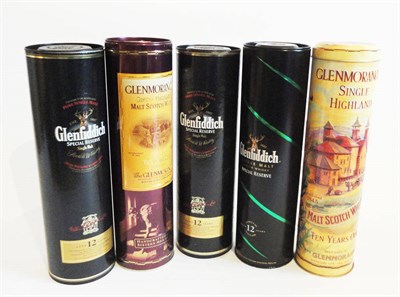 Lot 367 - Glenfiddich Special Reserve 12 Year Old, single malt scotch whisky (x3), and Glenmorangie 10...