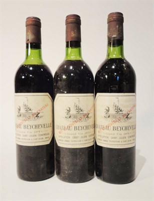 Lot 28 - Chateau Beychevelle 1975, St. Julien (x3) (three bottles) U: 1x Upper shoulder 2x upper/top...