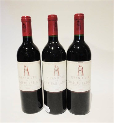 Lot 36 - Chateau Latour 1988, Pauillac (x3) (three bottles) U: into neck, with tissue wraps 91 RP