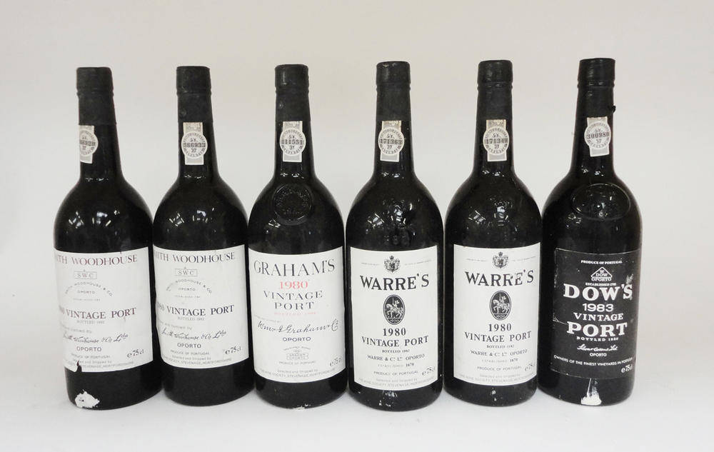 Lot 209 - Dow 1983, vintage port, Graham 1980 vintage port, Smith Woodhouse 1980, vintage port (x2), and...
