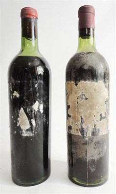 Lot 9 - Chateau Margaux 1937, Margaux (x2) (two bottles) U: upper shoulder and mid shoulder, very poor...