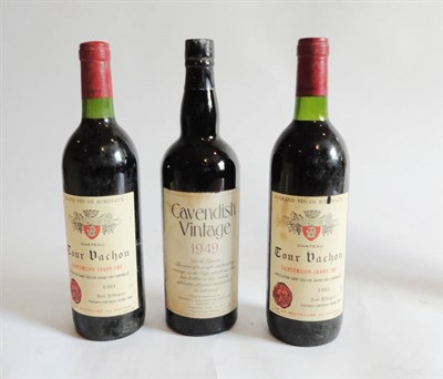 Lot 51 - Chateau Tour Vachon 1981, St Emilion (x2), and Cavendish Vintage 1949 (three bottles)