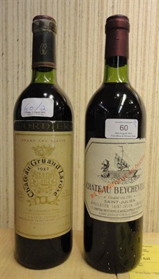 Lot 60 - Chateau Beychevelle 1982, St Julien, and Chateau Gruaud Larose 1982, St Julien (two bottles) U:...