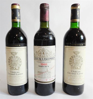 Lot 70 - Chateau Gruaud Larose 1990, St Julien (x2), and Chateau Lascombes 1981, Margaux (three bottles)...