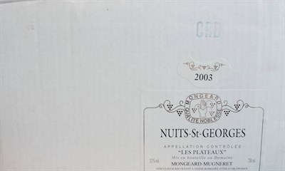 Lot 98 - Nuits St Georges "Les Plateaux" 2003, Mongeard Mugneret, oc (six bottles)