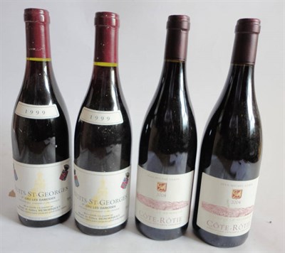 Lot 101 - Cotie Rotie 2004, Champin le Seigneur (x2), and Nuits St Georges 1999, Henri et Gilles...