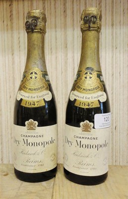 Lot 120 - Heidsieck 1947, Reserved for England, half bottle (x2) (two half bottles U: 1cm inverted