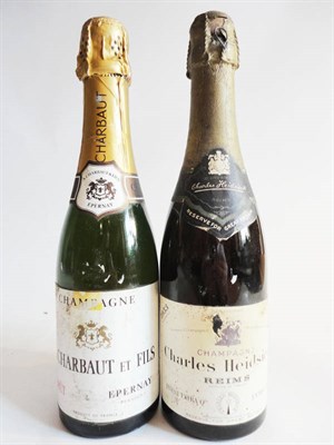 Lot 121 - Heidsieck 1953, vintage champagne, half bottle, and A Charbaut et Fils, NV champagne, half...