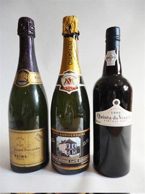 Lot 123 - Veuve Clicquot 1966, vintage champagne, Pegasus Bridge Cafe Gondree NV Champagne, and Quinta do...