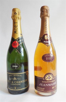 Lot 129 - Moet et Chandon Brut Imperial 1990, vintage champagne, Jeanmaire Brut Rose 1981, vintage...