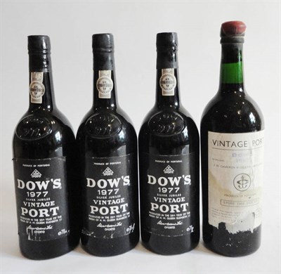 Lot 182 - Dow 1966, vintage port, and Dow 1977, vintage port (x3) (four bottles)