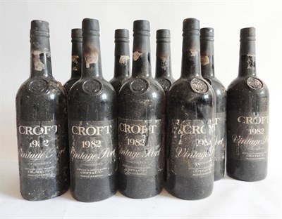 Lot 195 - Croft 1982, vintage port (x10) (ten bottles) U: torn labels