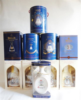 Lot 214 - Bell's Decanters; Queen Elizabeth 60th birthday (x2), marriage of Prince Andrew with Sarah Ferguson