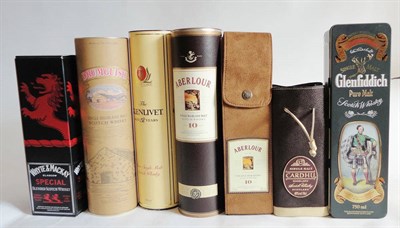 Lot 229 - Glenfiddich Pure Malt, Cardhu 12 Year Old, Aberlour 10 Year Old (x2), The Glenlivet 12 Year...