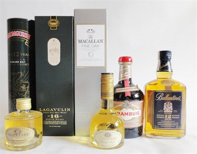 Lot 243 - Lagavulin 16 Year Old, 70cl, 40%, The Macallan Fine Oak 10 Year Old, 70Cl., 40%, Drumguish 12...