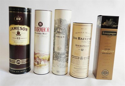 Lot 252 - Oban 14 Year Old, Knappogue Castle 1994, Blairmhor 8 Year Old, The Balvenie 12 Year Old Double...