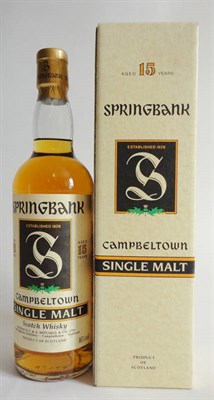 Lot 257 - Springbank 15 Year Old, J A Mitchell & Co, early cream label, 46%, 70cl, in original cream carton