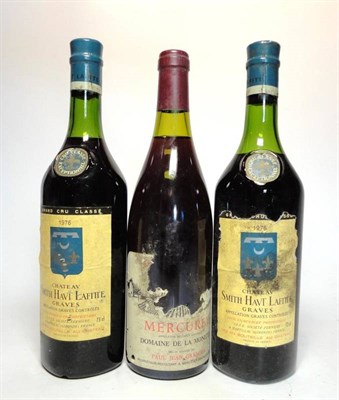 Lot 78 - Chateau Smith Haut Lafitte 1976, Graves (x2); Mercurey, Domain de la Monette (three bottles) U:...