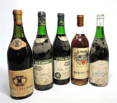 Lot 119 - Nuits St Georges 1961, Clos de Conte (x2); Crozes Hermitage 1953, Reine Pedauque bottled;...