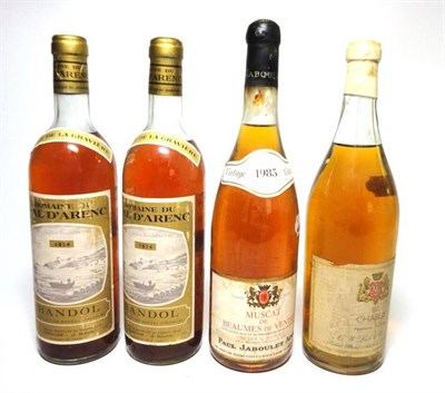 Lot 120 - Domaine Du Val D'Arenc 1974, Bandol (x2); Chablis 1952, O. W. Loeb bottled; Muscat de Beaumes...