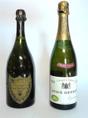 Lot 204 - Dom Perignon 1969, vintage champagne; Louis Gesson 1969, vintage champagne (two bottles) U: 1cm...