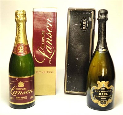 Lot 210 - Pieper Heidsieck Rare 1976, vintage champagne, oc; Lanson Brut Millesime 1976, vintage...