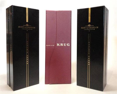 Lot 249 - Krug Grand Cuvee, non vintage champagne; Moet & Chandon 2000, vintage champagne, in original...