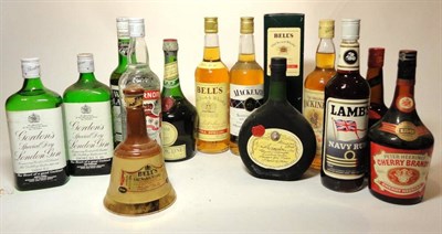 Lot 267 - A Mixed Parcel of Whisky and Spirits, mostly circa 1970-1980, including: Bells, Smirnoff,...