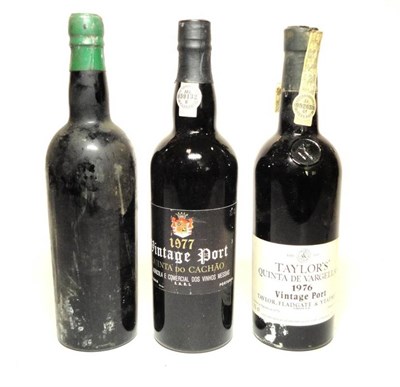 Lot 277 - Graham 1963, vintage port, no label; Taylor 1976, vintage port; Quinta Do Cachao 1977, vintage port