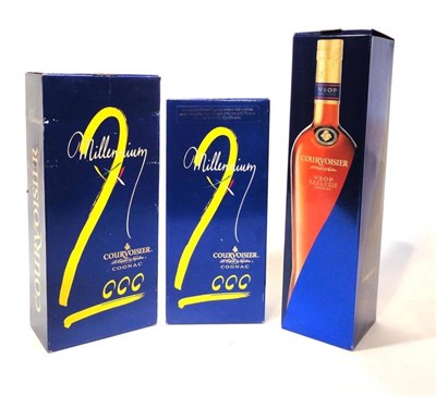 Lot 319 - Courvoisier 2000 Millennium Cognac, 1 litre and 70cl; Courvoisier V.S.O.P Exclusive, 1 litre,...