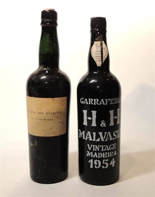 Lot 332 - Garrafeira H&H Malvasia Madeira 1954; Vinho Do Porto Novidade De 1934, later recorked (two bottles)