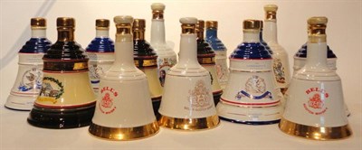 Lot 356 - Eleven Bells Decanters Comprising: 1990 (x2) 1989 (x2), Prince Andrew (x2), Beatrice (x2),...