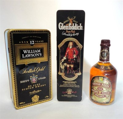 Lot 376 - Glenfiddich Clan Sutherland Special Old Reserve, original tin, 70cl, 40%; Chivas Regal 12 year old