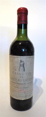 Lot 1004 - Chateau Latour 1956, Pauillac U: mid shoulder, cork appears raised