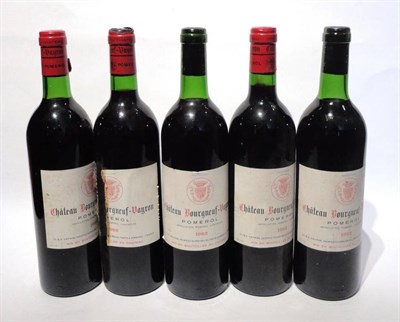 Lot 1026 - Chateau Bourgneuf Vayron 1982, Pomerol (x5) (five bottles) U: all into neck or top shoulder,...