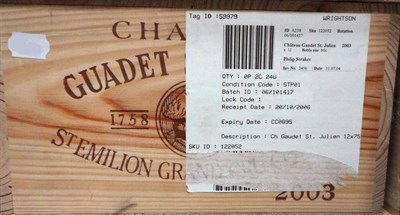 Lot 1085 - Chateau Guadet 2003, St Estephe, owc (twelve bottles)