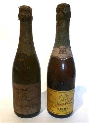 Lot 1157 - Veuve Clicquot 1926, vintage champagne, half bottle; Bollinger 1937, vintage champagne, half bottle