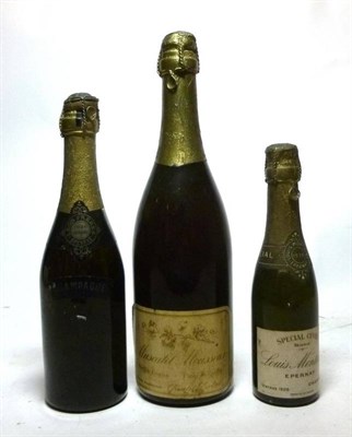 Lot 1158 - Leon Freres 1926, vintage champagne, half bottle; Louis Montaine 1928, vintage champagne, third...