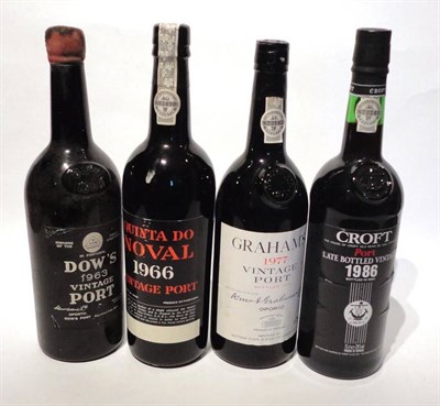 Lot 1185 - Dow 1963, vintage port; Quinta Do Noval 1966, vintage port; Graham 1977, vintage port; Croft...