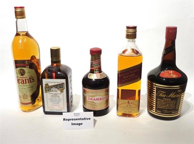 Lot 1215 - A Mixed Parcel of Predominantly Spirits Including: Drambuie, Grants, Johnnie Walker, Tia Maria etc