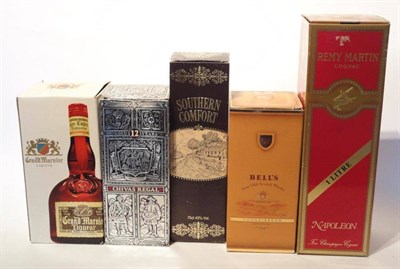 Lot 1227 - Vintage Spirits Comprising: Southern Comfort, 75cl, 43%, with box, Chivas Regal 12 Year Old,...