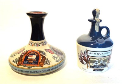 Lot 1244 - British Navy Pussers Rum, Lord Nelson decanter, 1 litre, 54.5%; Lamb's 100 Navy Rum, HMS...