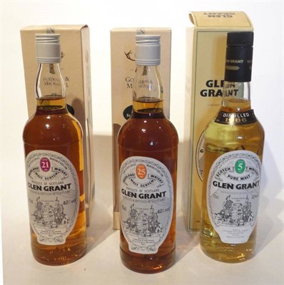 Lot 1310 - Glen Grant 25, 21 & 5 (distilled 1986) Year Old, all 70cl, 40% (three bottles)