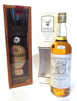 Lot 1354 - Knockdhu 1974 Connoisseurs Choice, map label, distilled in 1974 and bottled 1992 by Gordon &...