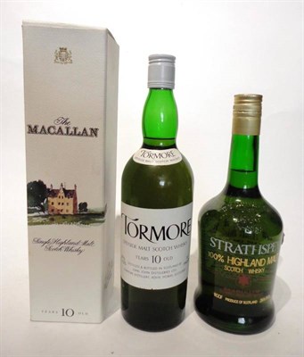 Lot 1371 - The Macallan 10 Year Old, old style cream label and carton, 75cl, 40%; Tormore 10 Year Old...