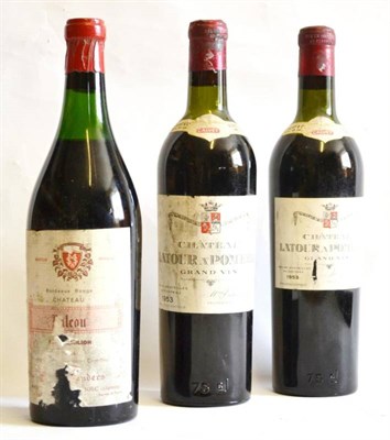 Lot 1034 - Chateau Latour a Pomerol 1953, Pomerol (x2); Chateau Baleau 1964, St Emilion (three bottles) U:...