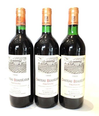 Lot 1043 - Chateau Beausejour 1982, Fronsac (x3) (three bottles) U: into neck or top shoulder
